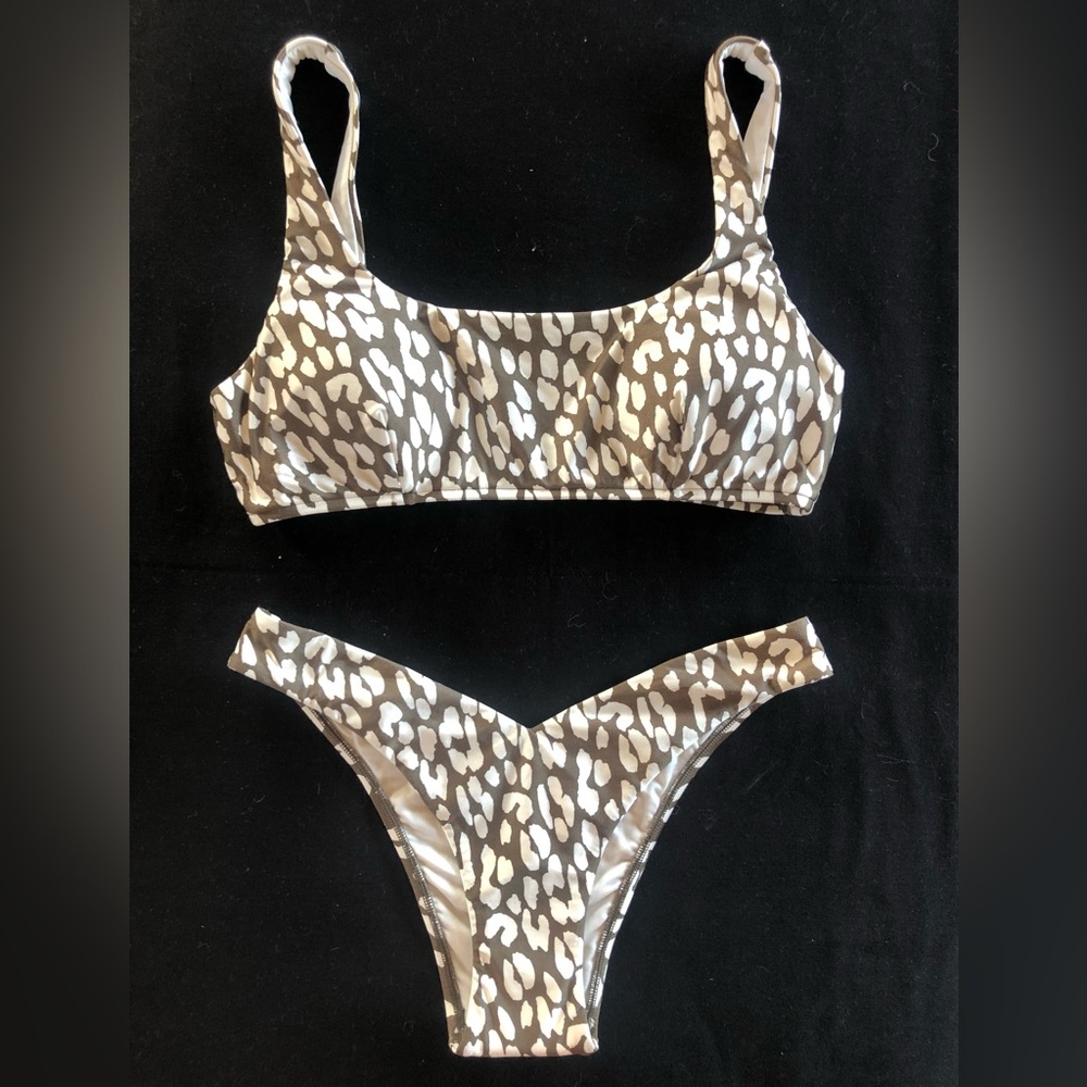 Seafolly Brown & Cream Leopard Print Bikini Set